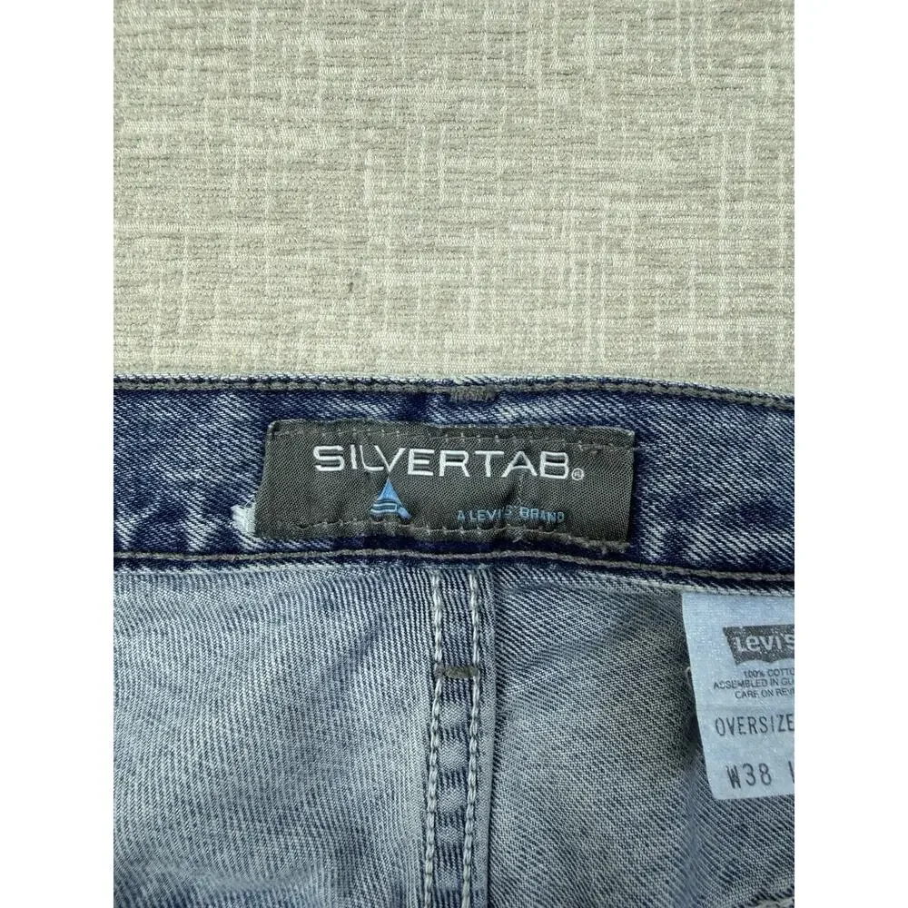 Levi’s SilverTab Oversized Jeans Men’s 38x26 Blue Denim Cutoff Raw Hem